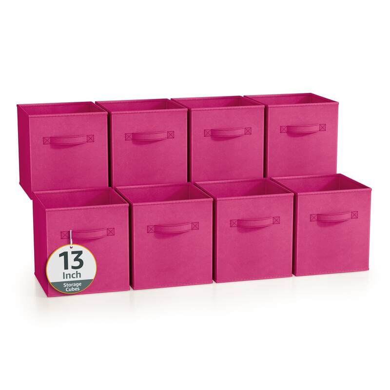 Sorbus Large Foldable Storage Bins - Fabric Cubes 8 Pack - 13"L x 13"W x 13"H - Pink