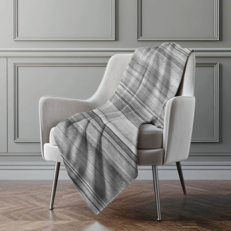 Premium Machine Washable Contemporary Stripes Sherpa Throw Blanket - Gray - 4'2" x 5'10"
