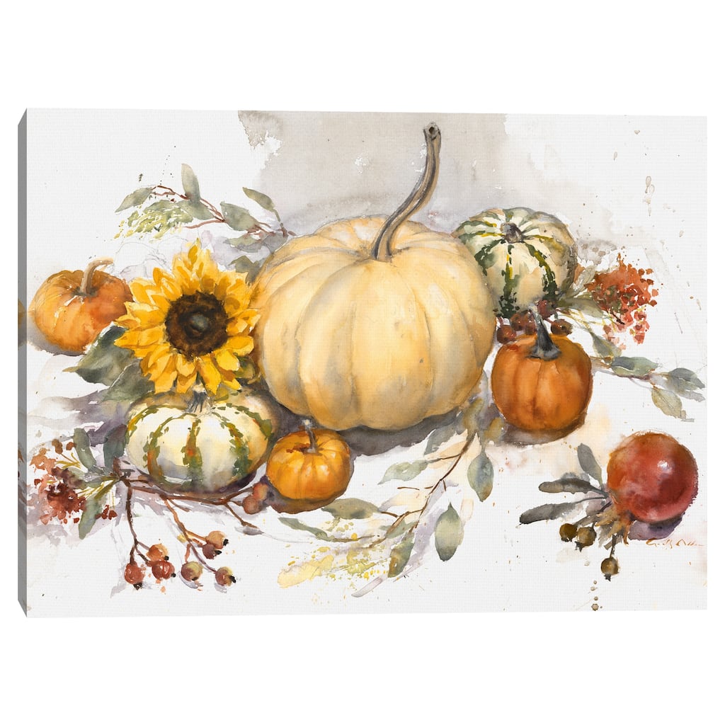 Pumpkin Valley White Canvas Art Print