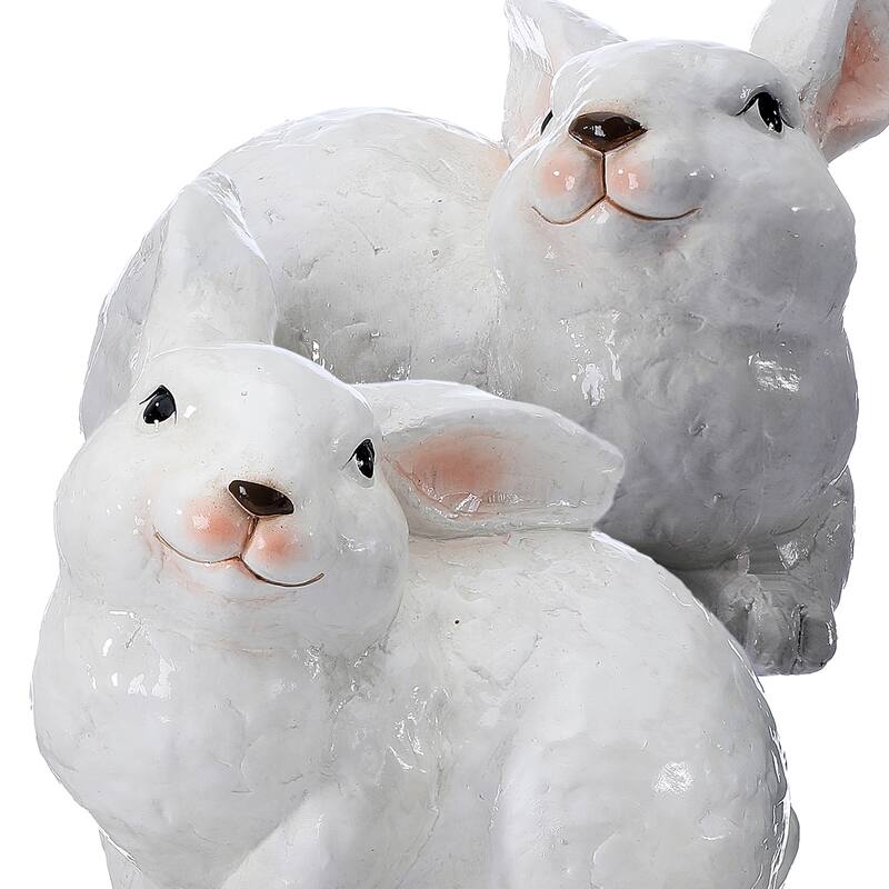 6" Glazed Terracotta Bunny Set of 2