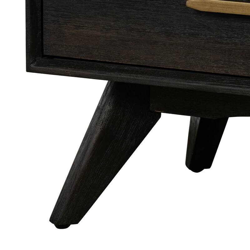 Baly Mid-Century Modern Acacia Wood 4 Piece Bedroom Set with Dresser and 2 Nightstands