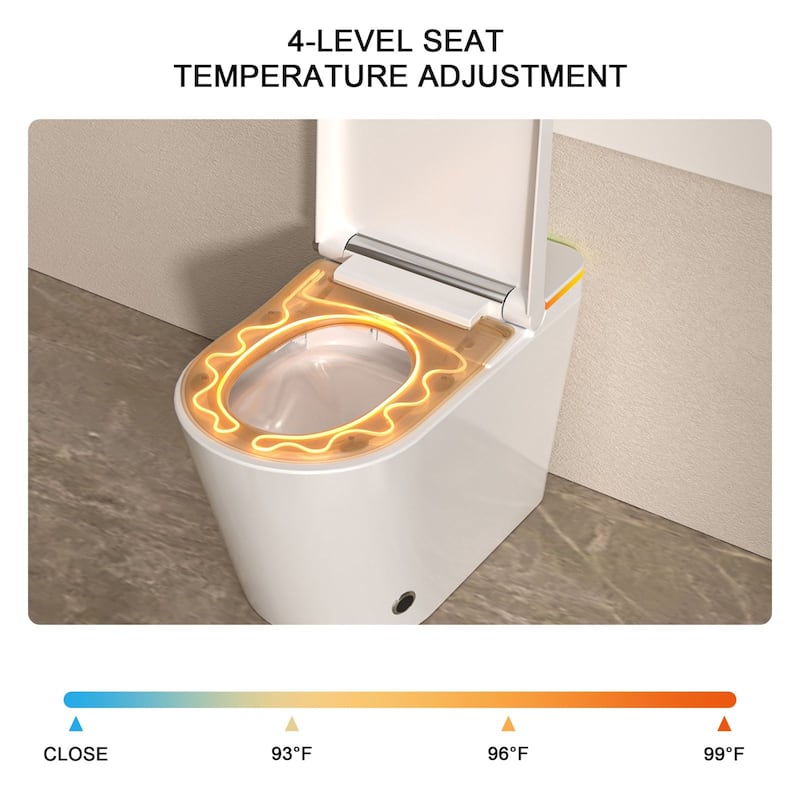 1-Piece 1.28 GPF Auto Single Flush Elongated Bidet Toilet Smart Toilet in White