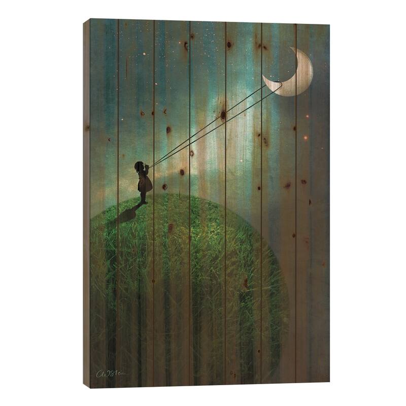 Chasing The Moon Print On Wood by Catrin Welz-Stein - Multi-Color - 40x26x1.5