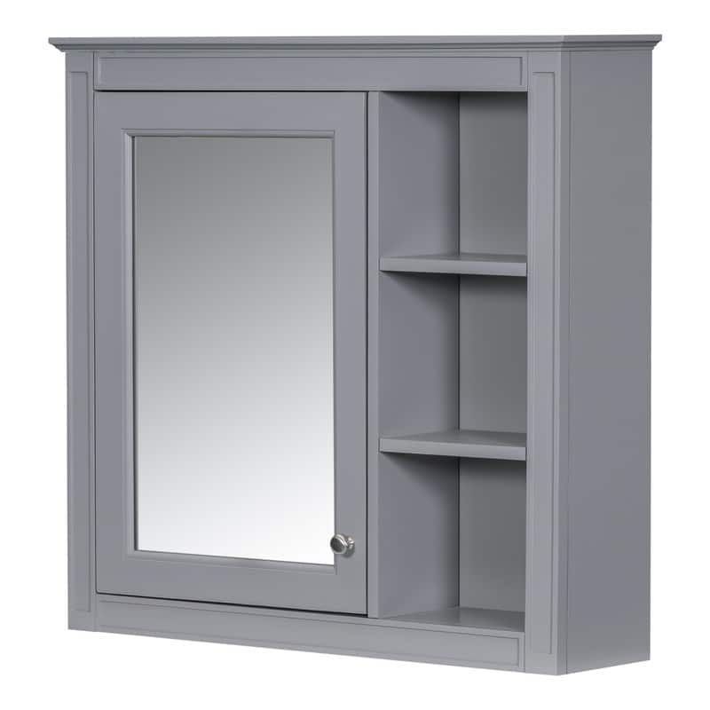 30'' x 28'' Wall Mounted Storage Cabinet for Bathroom,Mirror Cabinet with 3 Open Shelves