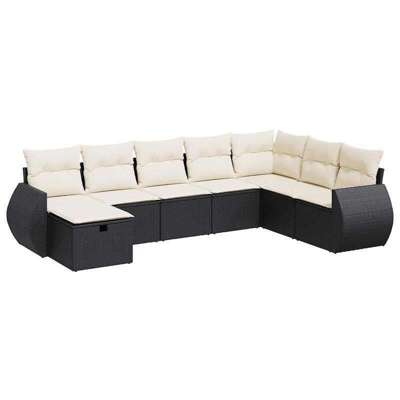 vidaXL Garden Sofa Set Black for frame, Cream white for cushions - 21.7 x 21.7 x 14.6 in