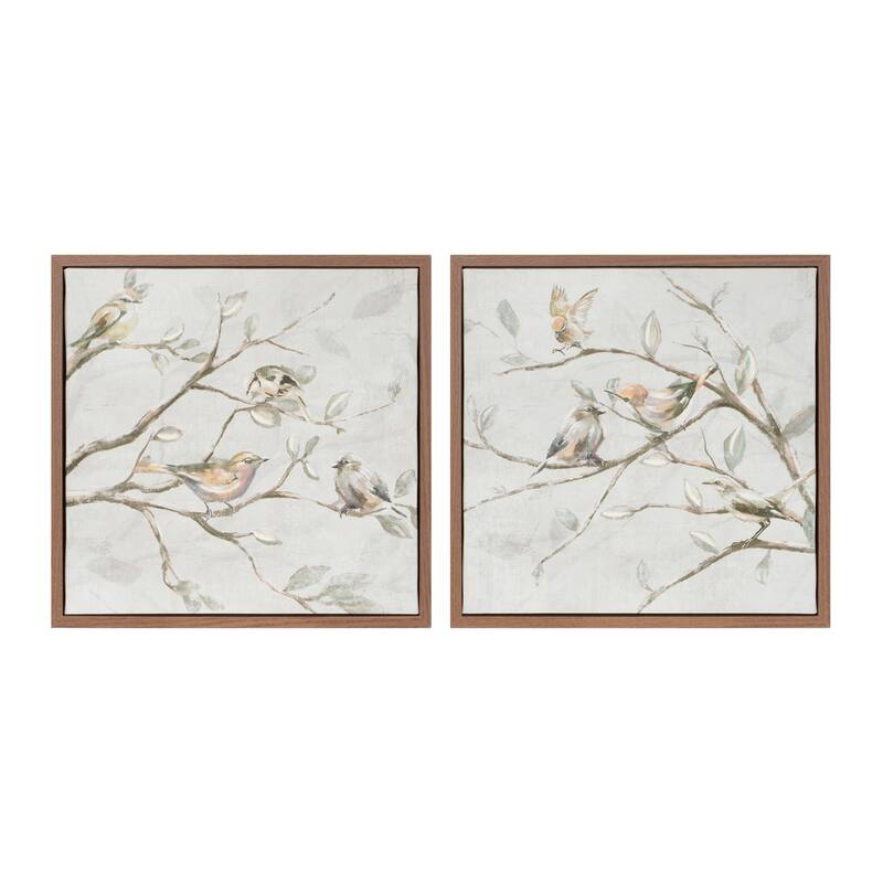 Framed Birds on Branches Canvas Art (Set of 2)