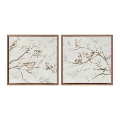 Framed Birds on Branches Canvas Art (Set of 2)