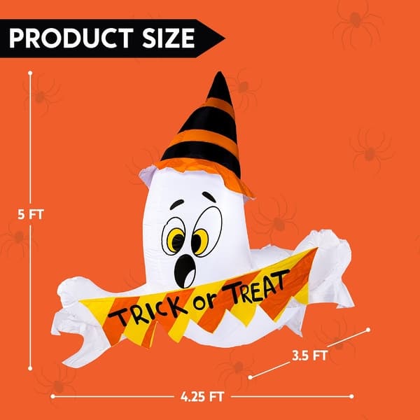 Joyfy 5ft Trick or Treat Ghost Inflatable Breaking Out from Window with ...
