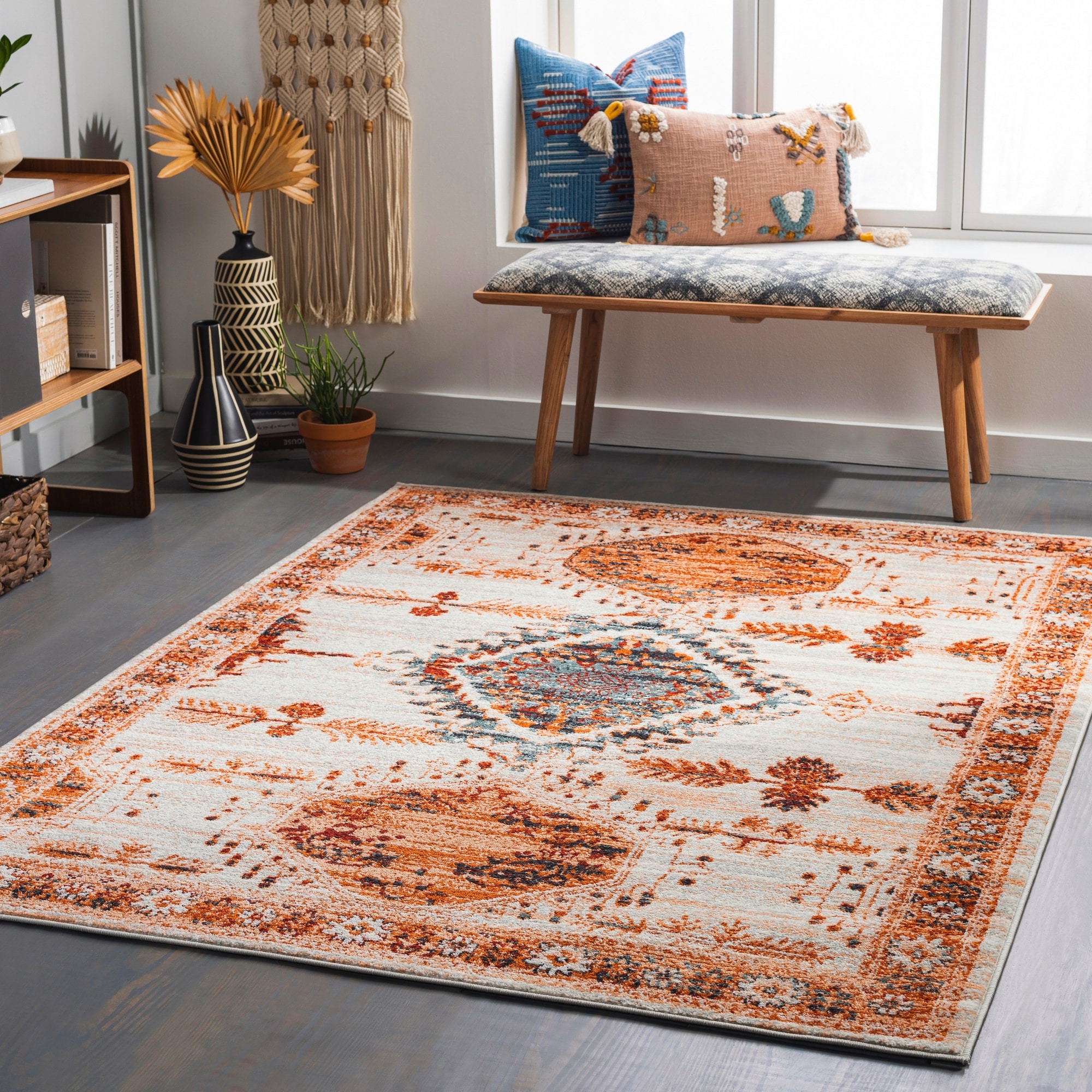 Artistic Weavers Tevazu Vintage Triple Medallion Area Rug - Bed