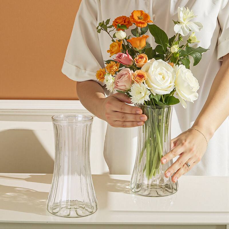 Clear Glass Flower Vases for Centerpiece Table Home Indoor Desk Decor, Crystal Vase, Glass Vase Thickening Design Suitable