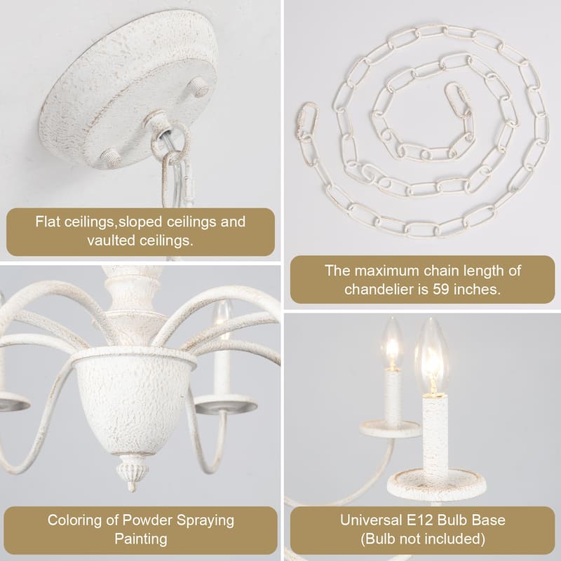 Modern Farmhouse Chandelier, 8-Light Candle Chandelier for Living Room Kitchen Island Dining Foyer - W37.4"x H20.47"