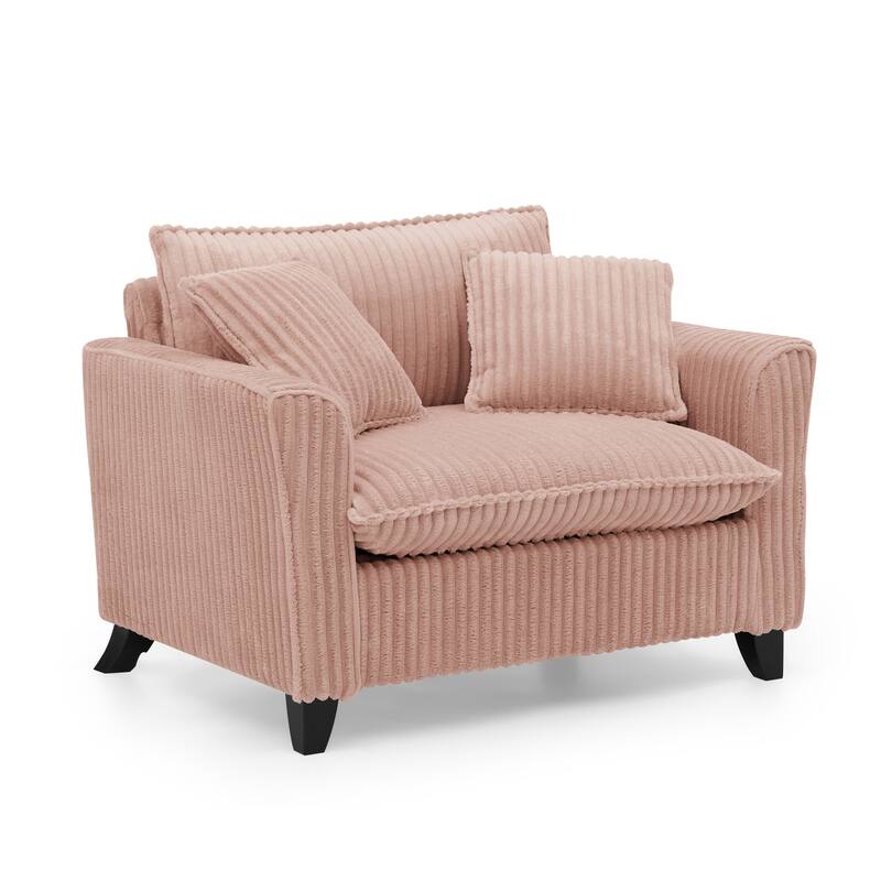 Tufted Corduroy Lazy Sofa Chair with Backrest and Armrests Single Person Lounge Chair for Living Room or Bedroom Accent Chairs