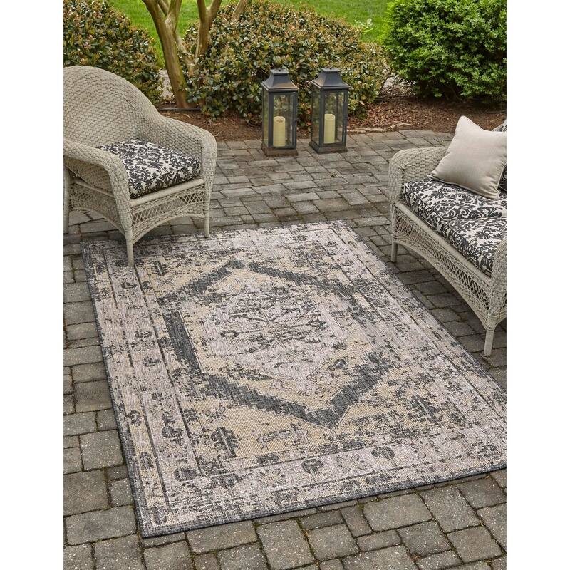 Outdoor Nirie Collection Area Rug - Charcoal - 2'2"x3'