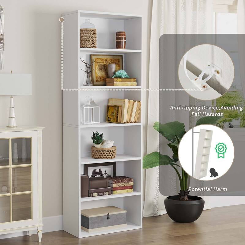 Bookcase and Bookshelf, Floor Standing 6-Story High Bookshelf