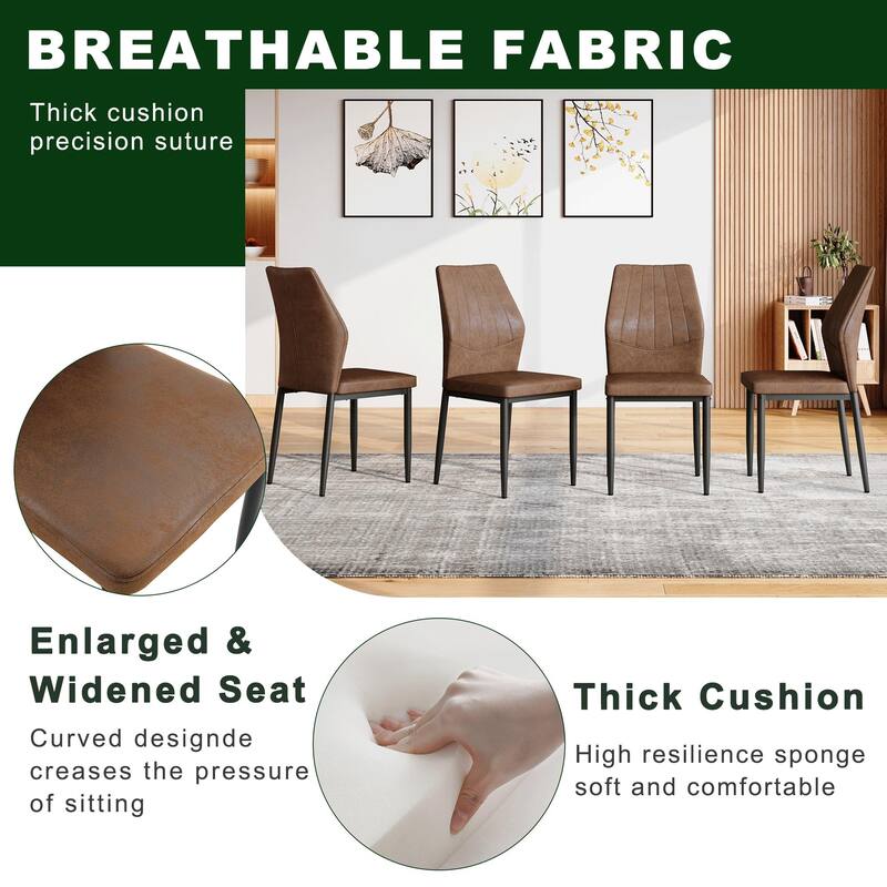 Round Dining Table Set for 4, Modern Glass Dining Room Table with 4 Chairs, 5 Piece Kitchen Table and Chairs Set for Small Space