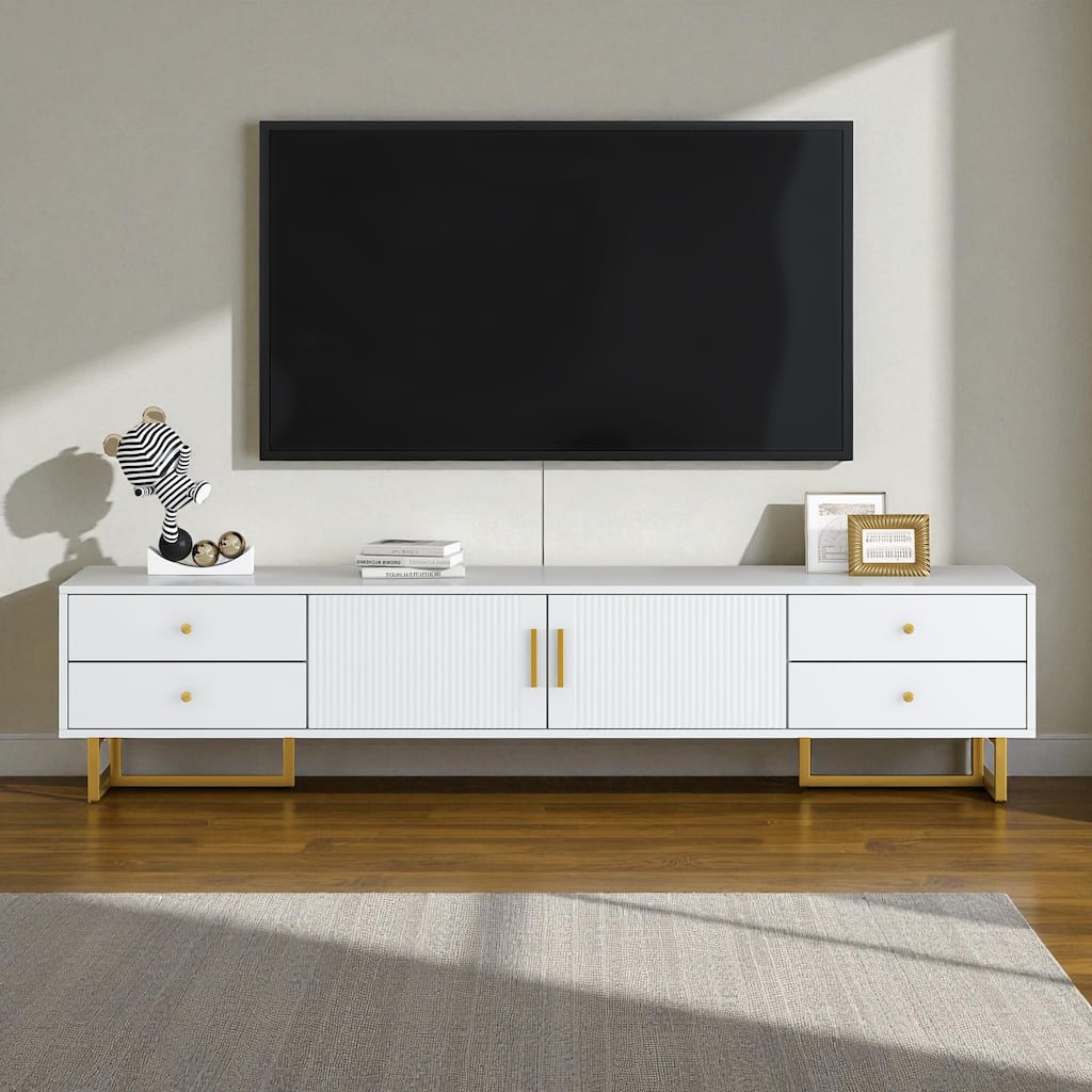 70.9'' Modern TV Stand for 65+ Inch TVs, Entertainment Center with 4 Drawers, Cabinet & Cable Management for Living Room
