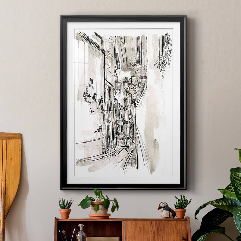 Europe Street Sketches I Premium Framed Print - Ready to Hang