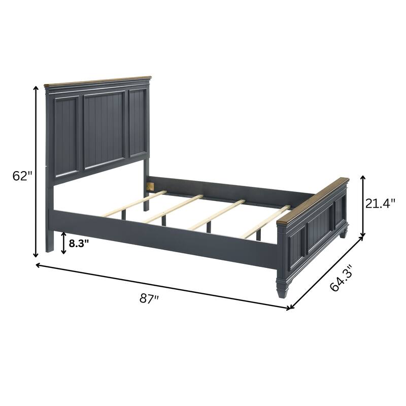 Roundhill Furniture Clelane Wood Bedroom Set with Bed, Dresser, Mirror, and Two Nightstands