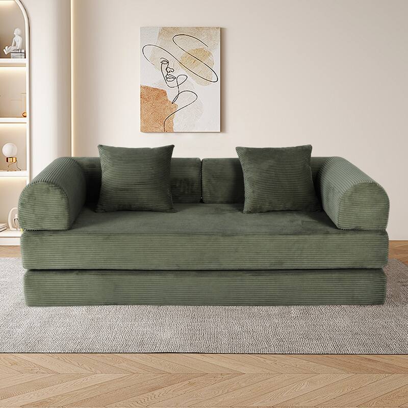 Corduroy Folding Compressed Sofa Couch with Freely Configurable Layout