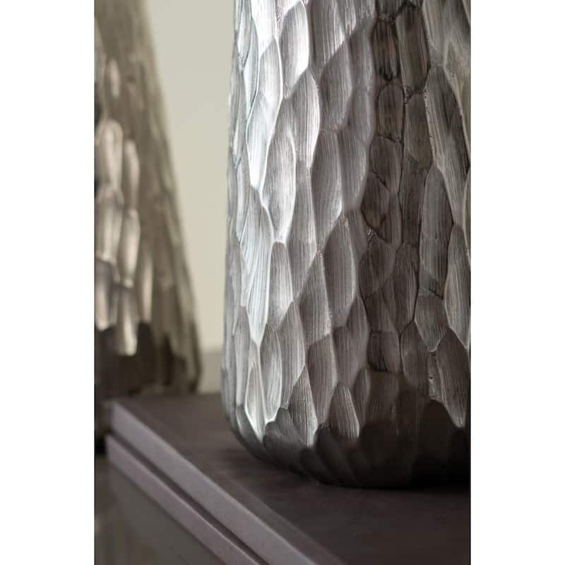 Diamond Pattern Aluminum Flower Vase - 19.25" - Silver
