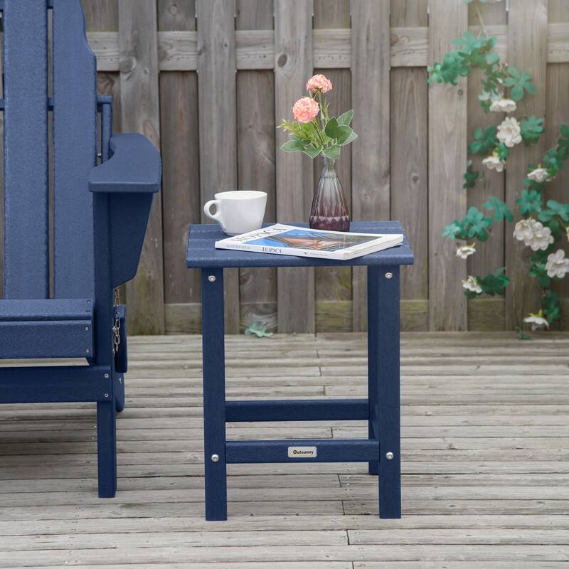 Outsunny Patio Side Table, Square Outdoor End Table, HDPE Plastic Tea Table for Adirondack Chair, Backyard or Lawn