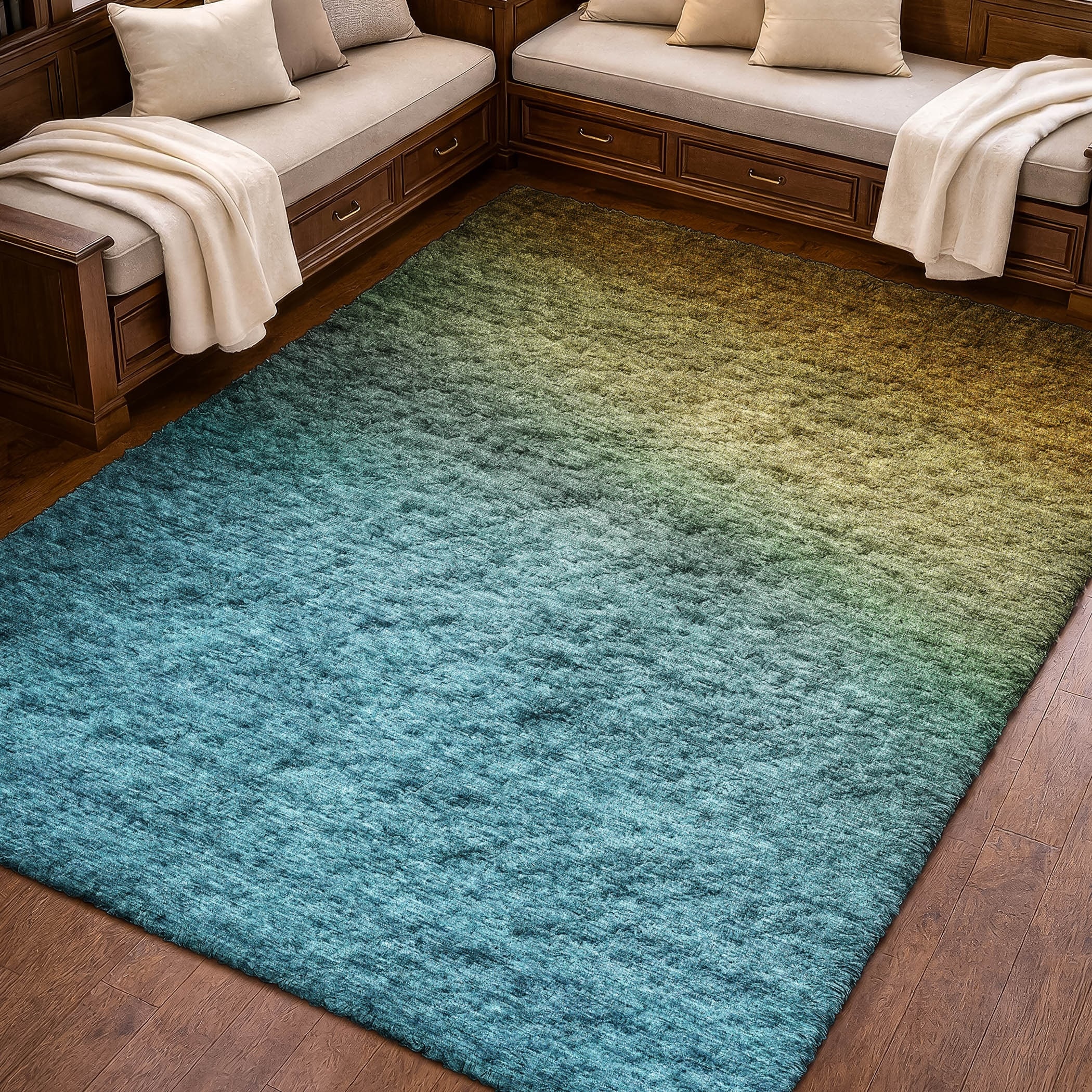 Premium Washable Super Soft Ombre Hecia Dream Shag Rug