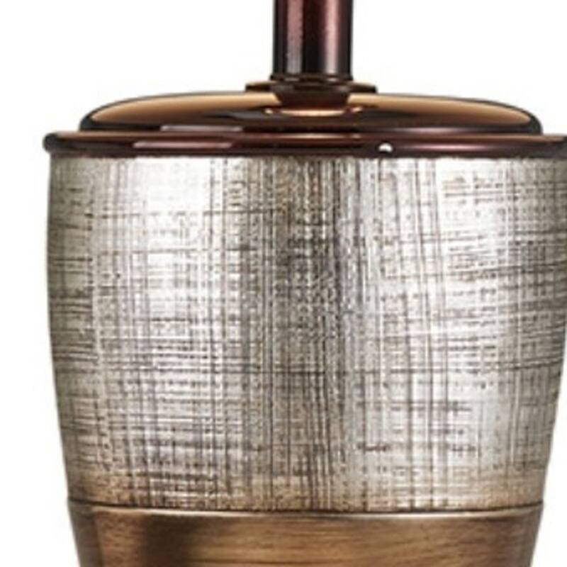 Exotic Brown and Gold Polyresin Urn Table Lamp with Linen Empire Shade 3 Way Switch - 17” x 17” x 30” (D x W x H)