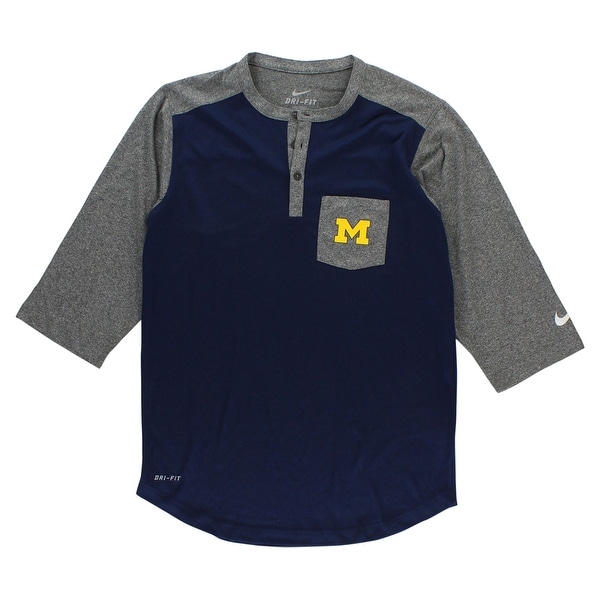 Shop Nike Mens University Of Michigan 3 4 Sleeve Baseball Shirt