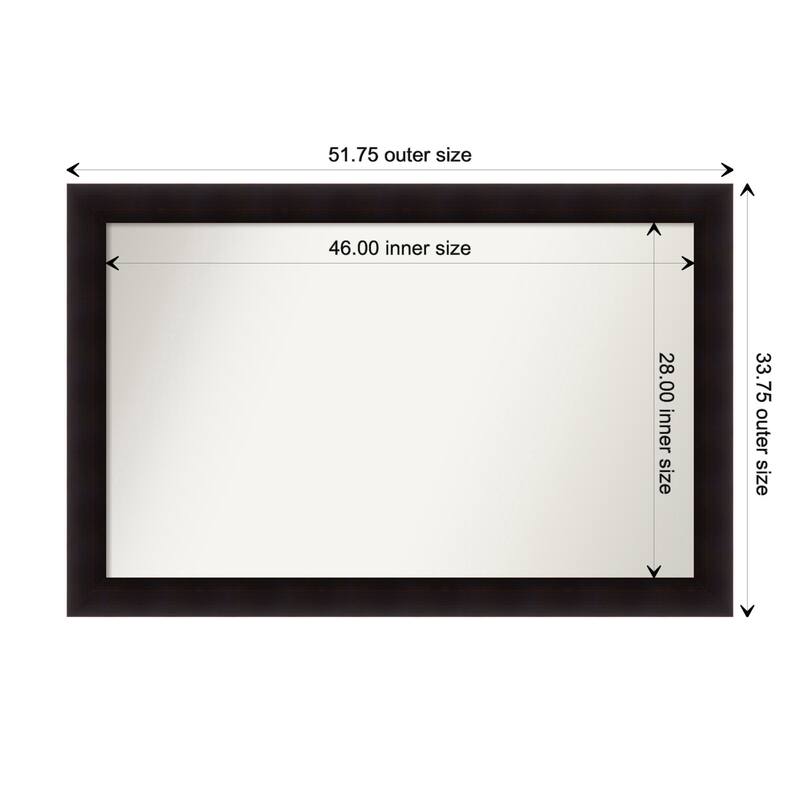 Portico Espresso Framed Non-Beveled Custom Wall Mirror, Bathroom Vanity Mirror - Outer Size: 51.75 x 33.75