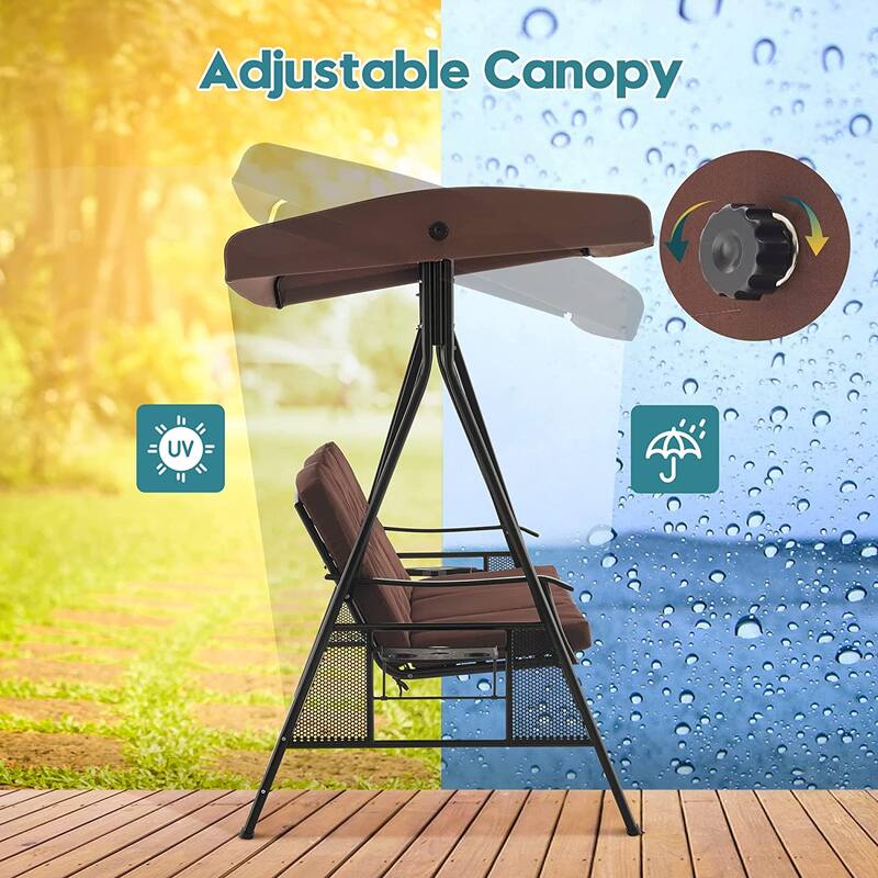 MCombo 3 Seat Patio Swings with Canopy, Adjustable Canopy Swing Sets for Backyard, Poolside, Balcony 4092
