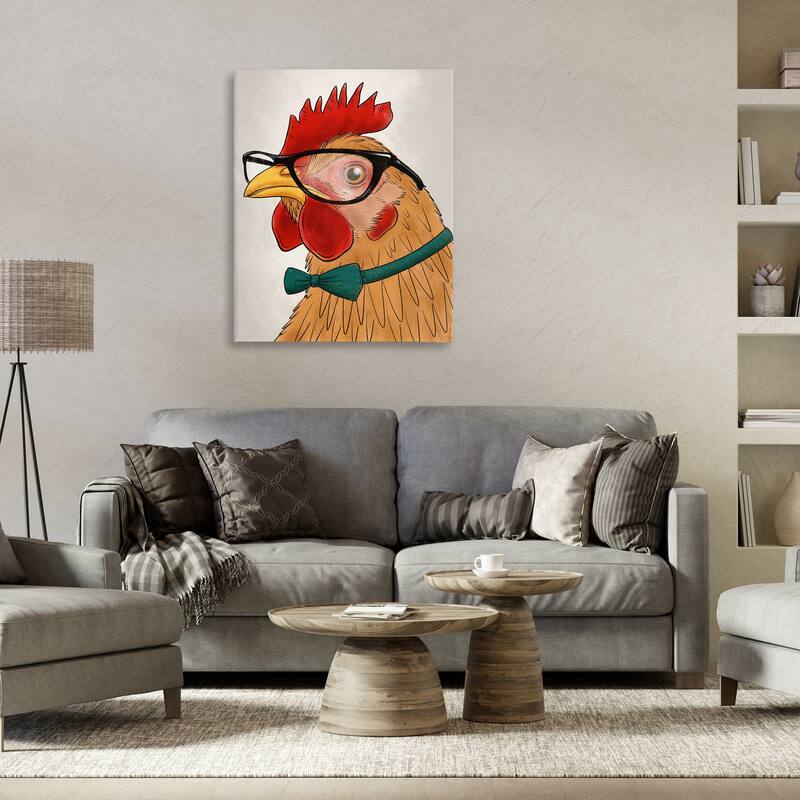 Stupell Funny Hipster Rooster Canvas Wall Art Design By Marcus Prime