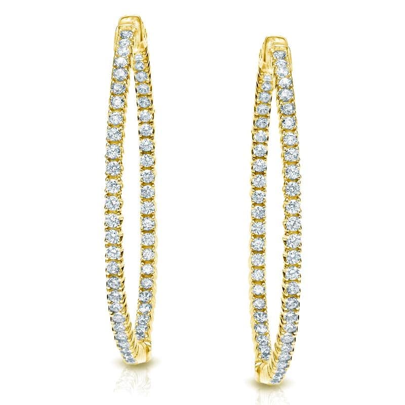 Auriya 14k Gold 1 1/2ctw Large Diamond Hoop Earrings - 1.75-inch (H-I, SI1-SI2) - Yellow Gold