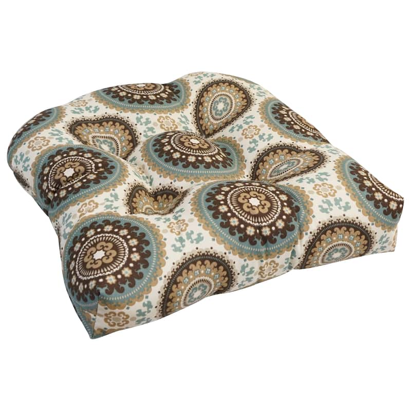 19-inch U-Shaped Spun Polyester Outdoor Tufted Dining Chair Cushion - Bindis Spray