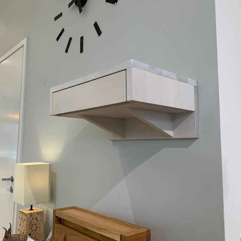 Set of 2 White Floating Nightstands with Drawer and Shelf