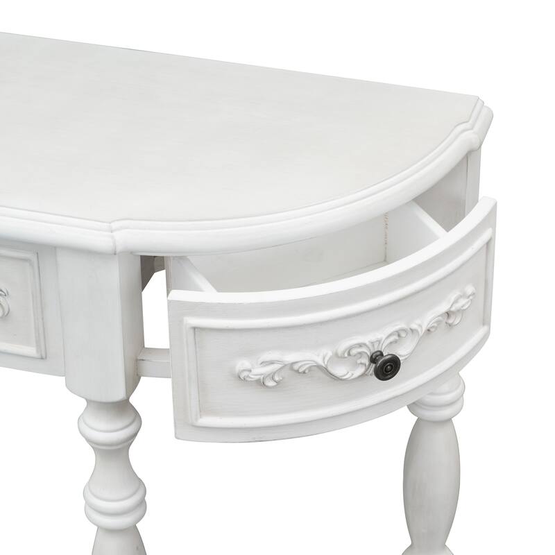 Modern Curved Console Table with 4 Drawers and 1 Shelf
