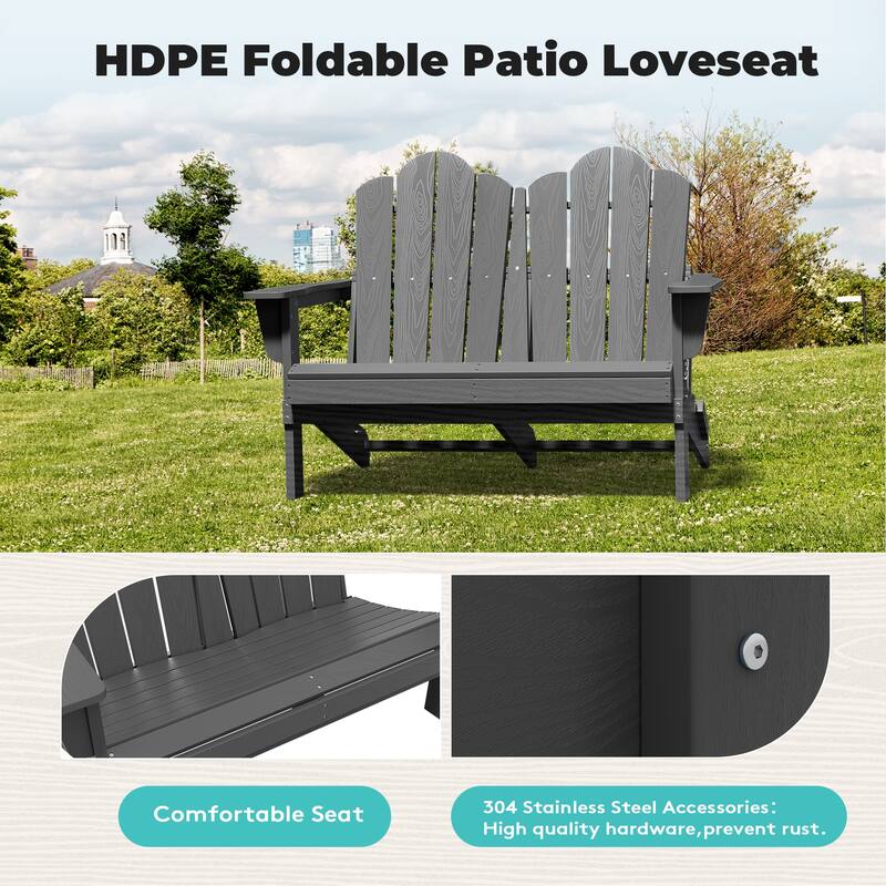 Outdoor HDPE Foldable Patio Loveseat