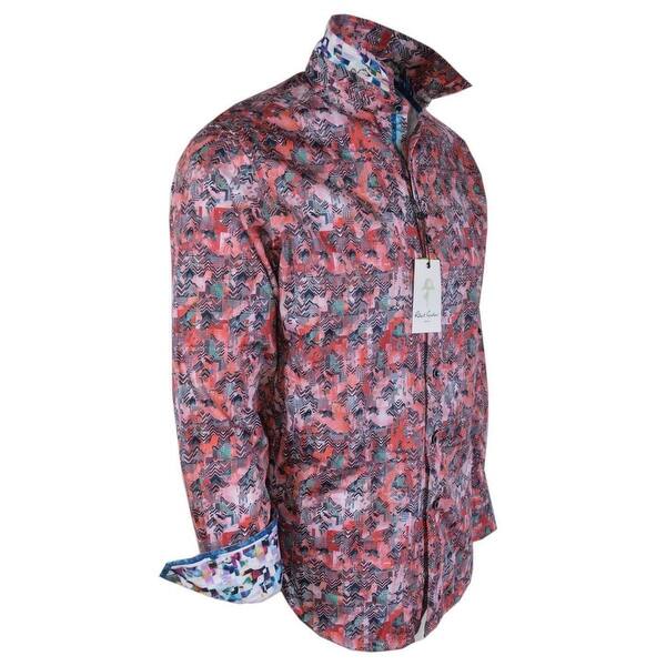 Shop Robert Graham Calver Abstract Chevron Print Cotton Button