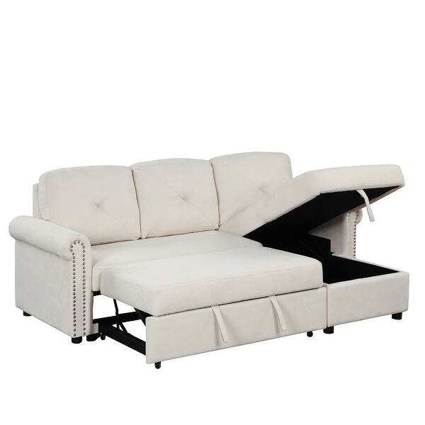 Velvet Modern Sleeper Sofa Bed with Storage Chaise Bed Bath & Beyond
