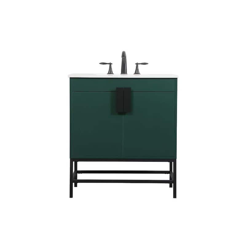 Elegant Lighting VF48830M Eugene 30" Free Standing Single Basin Vanity - Green - Painted