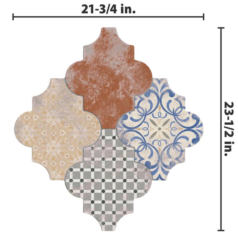 Merola Tile Riga Patchwork 23-1/2" x 21-3/4" Ceramic Floor and Wall Tile