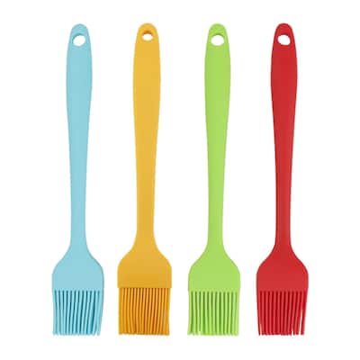4 Pcs Silicone Brushes Heat Resistant Non-Stick Cooking Basting - Red Yellow Green Blue - 8.1" x 1.4"(L*W)