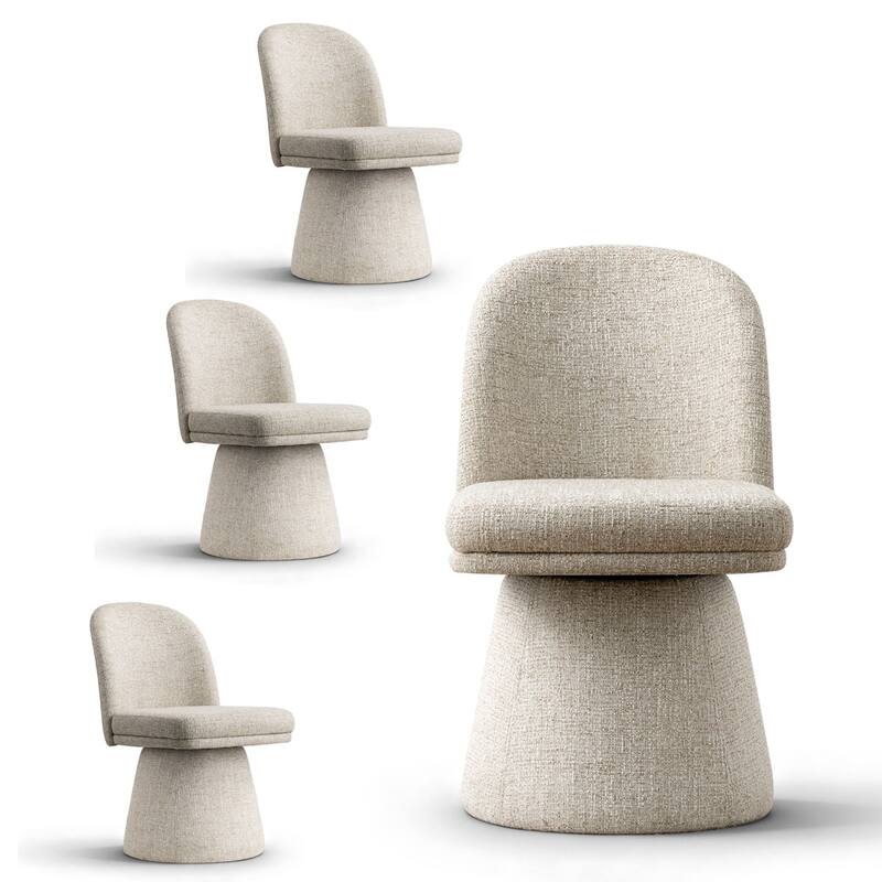 Upholstered Swivel Dining Chair(Set of 4) - Oatmeal