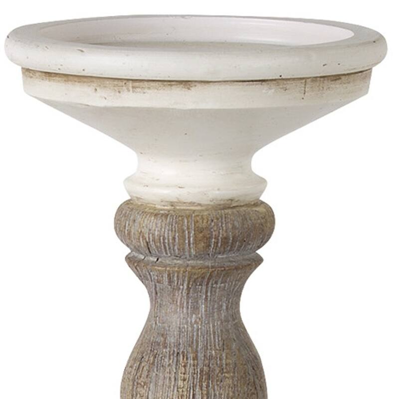 Set of Three Ivory and Natural Resin Tabletop Pillar Candle Holders - One Size