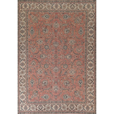 Pink Tabriz Persian Vintage Rug Hand-Knotted Oriental Wool Carpet - 9'9"x 12'10"