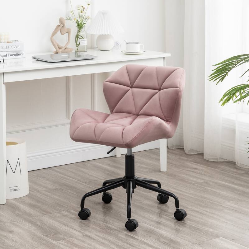 Luxury Velvet Upholstered Decorative Chairs Executive Chairs, Mauve Adjustable Height Swivel Chairs Computer Task Chair