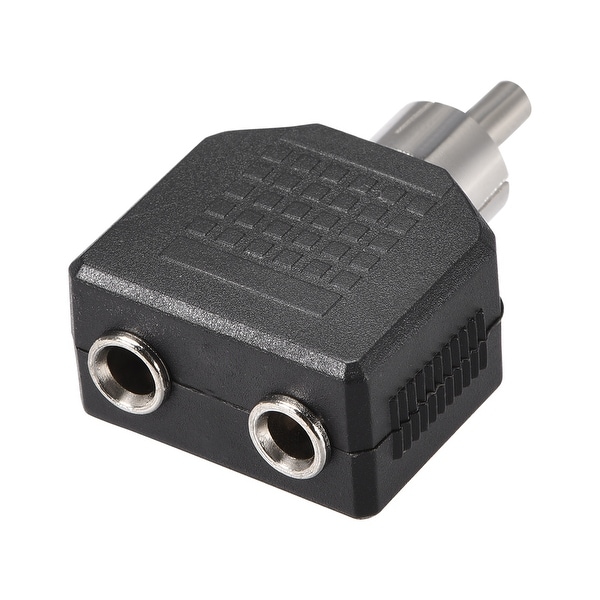 RCA Male to Dual 3.5mm Female Splitter Black for Stereo Audio Cable Convert