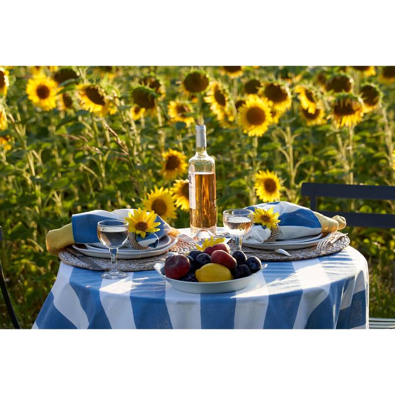 Couleur Nature St. Tropez Tablecloth - Blue Stripes - 59" x 59"