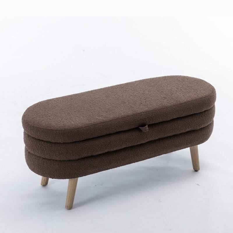 44.88" Seat Widths Soft Boucle Storage Ottoman Footrest Stool