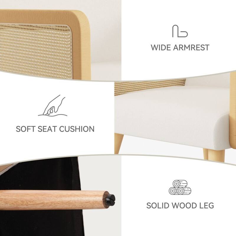 Fabric Accent Armchair with Solid Wood Legs