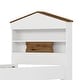 preview thumbnail 9 of 13, Twin Size House-Shaped Wooden Bed with Headboard Shelf & 2-Storage Drawers, Fun Bed Frame for Kids' Bedroom or Playroom, Brown